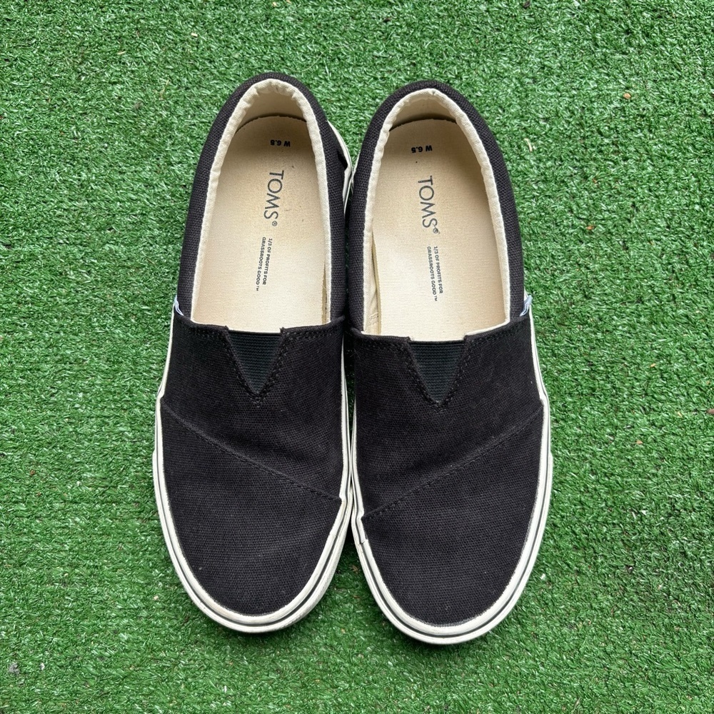 TOMS Alpargata Fenix Slip On Mens Black Canvas Casual Shoes Size W 6.5